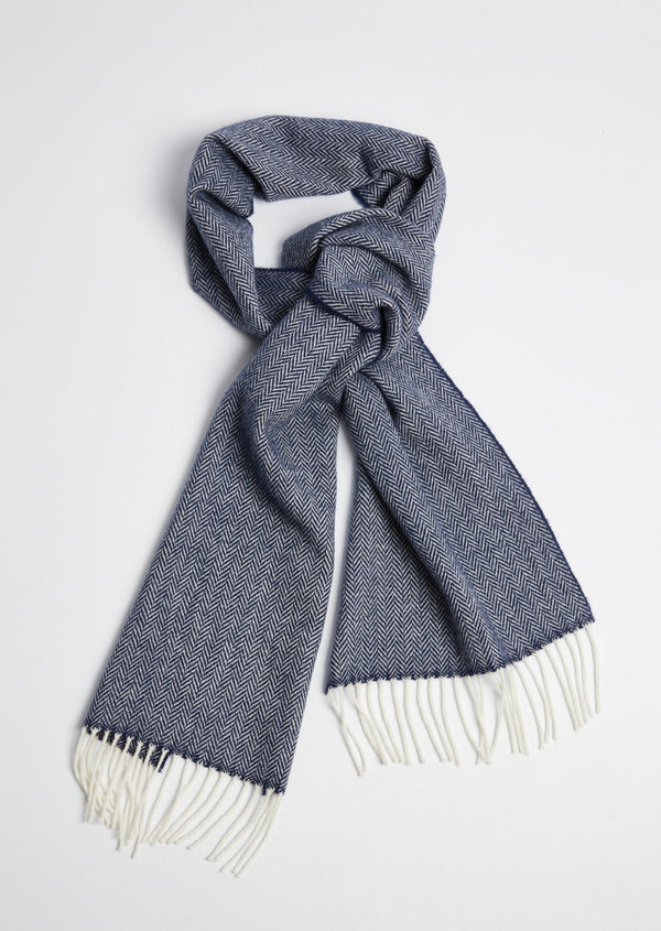 Foxford Navy Herringbone Scarf