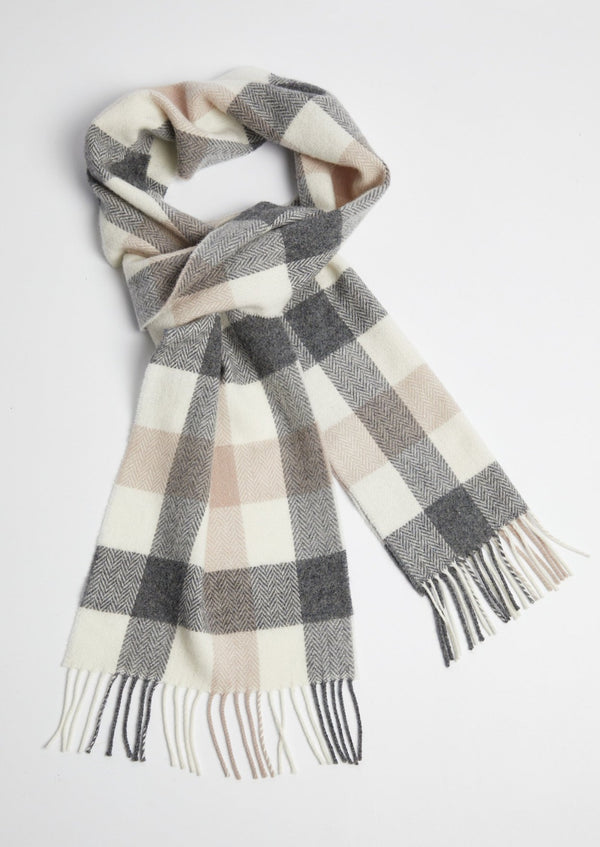 Foxford Neutral Block Check Scarf