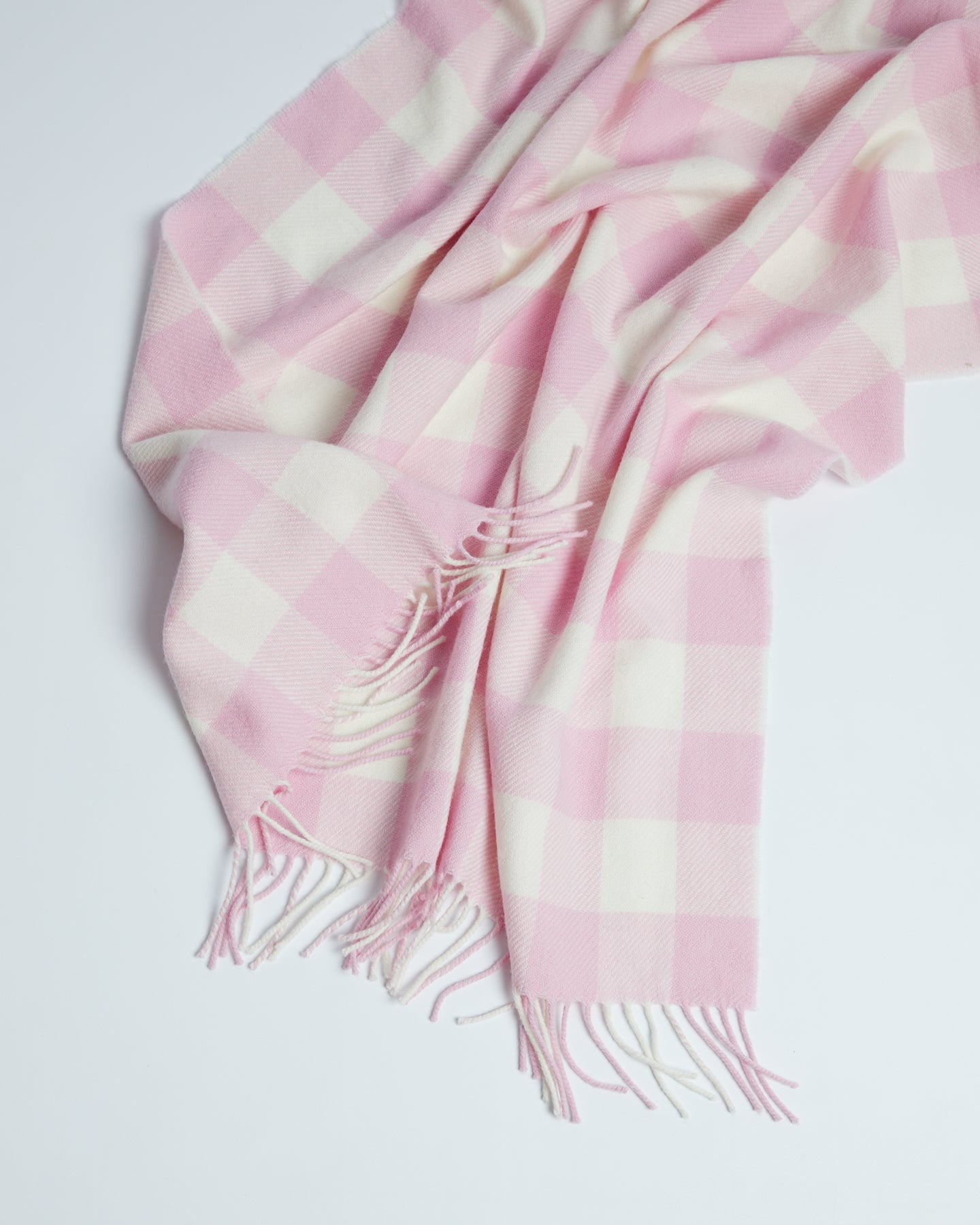 Foxford Pink Check Lambswool Baby Blanket