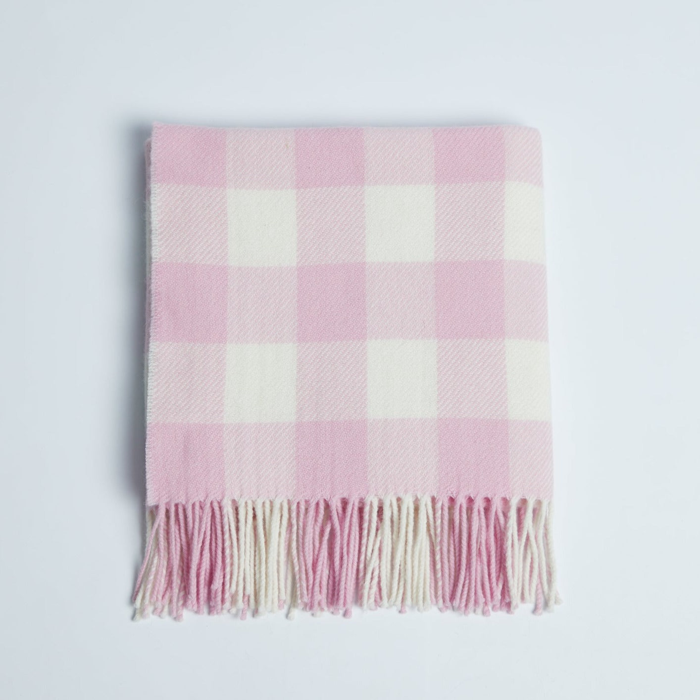 Foxford Pink Check Lambswool Baby Blanket