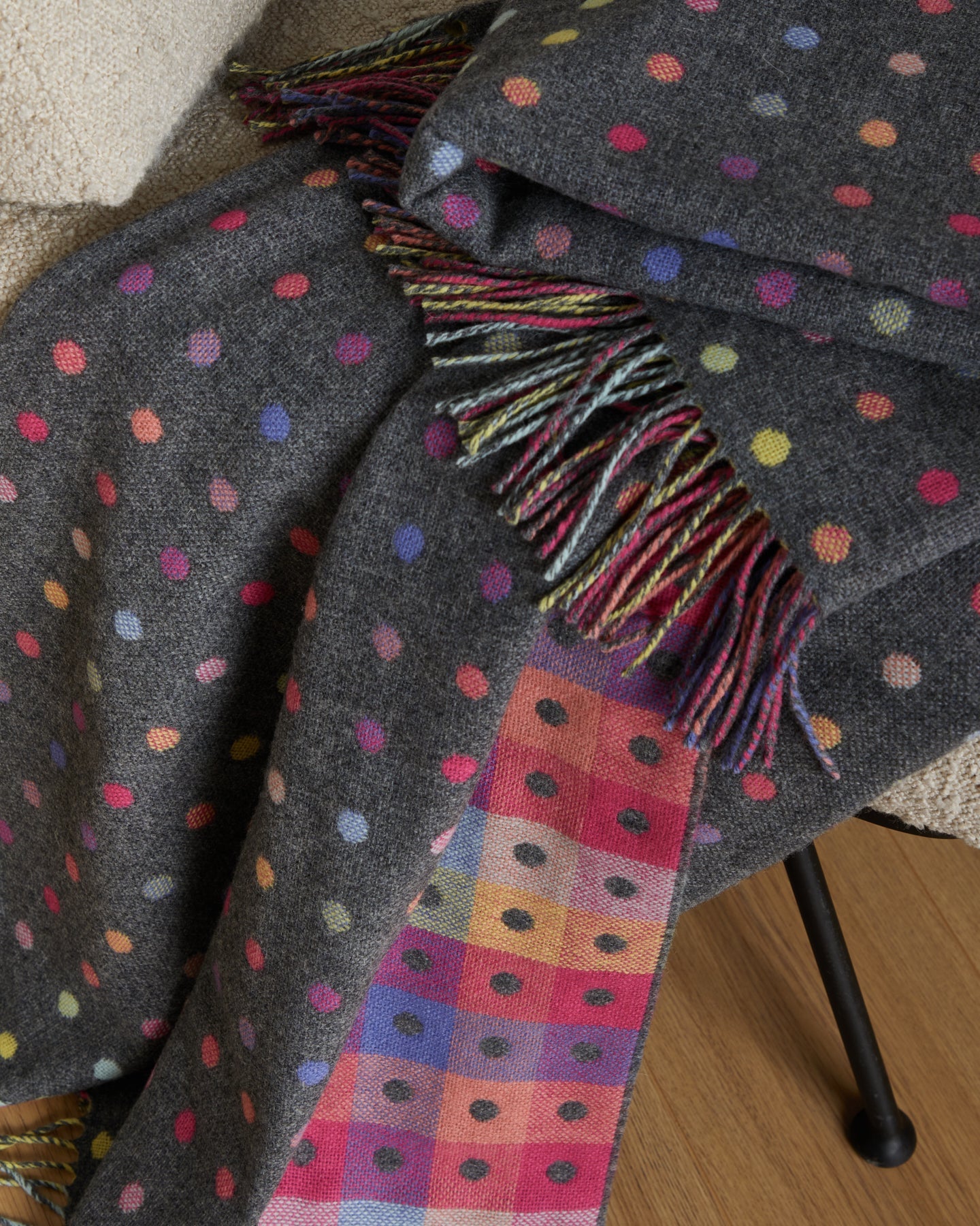 Foxford Grey Rainbow Throw