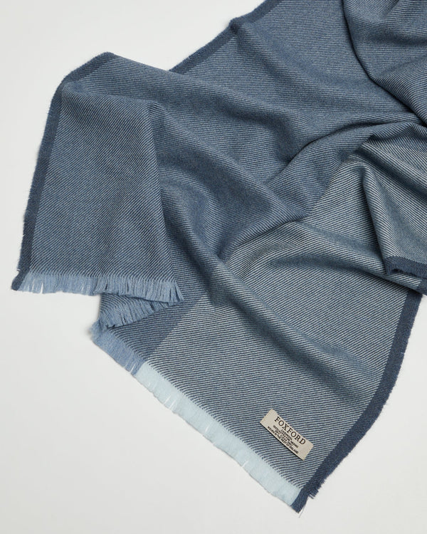Foxford Denim Border Merino Wool Giant Scarf