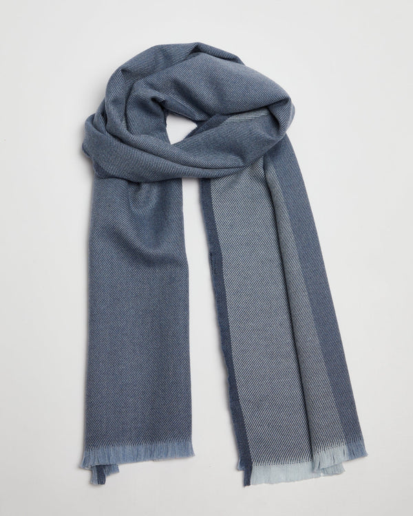 Foxford Denim Border Merino Wool Giant Scarf