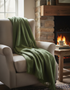 Foxford Dunloe Mohair Throw Sage Green