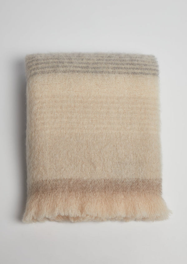 Foxford Gray Cream Mohair Blanket