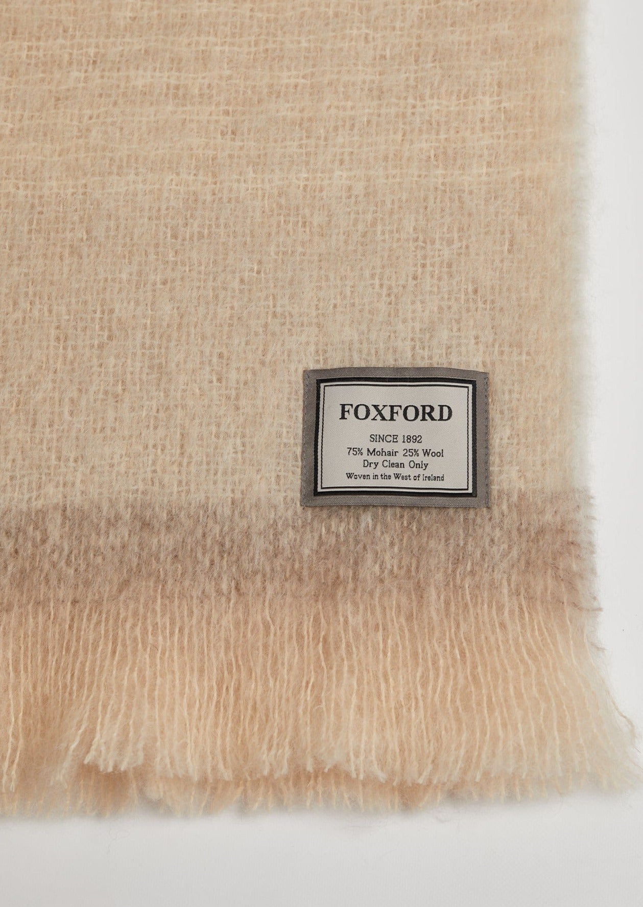 Foxford Mohair Blanket | Gray Cream