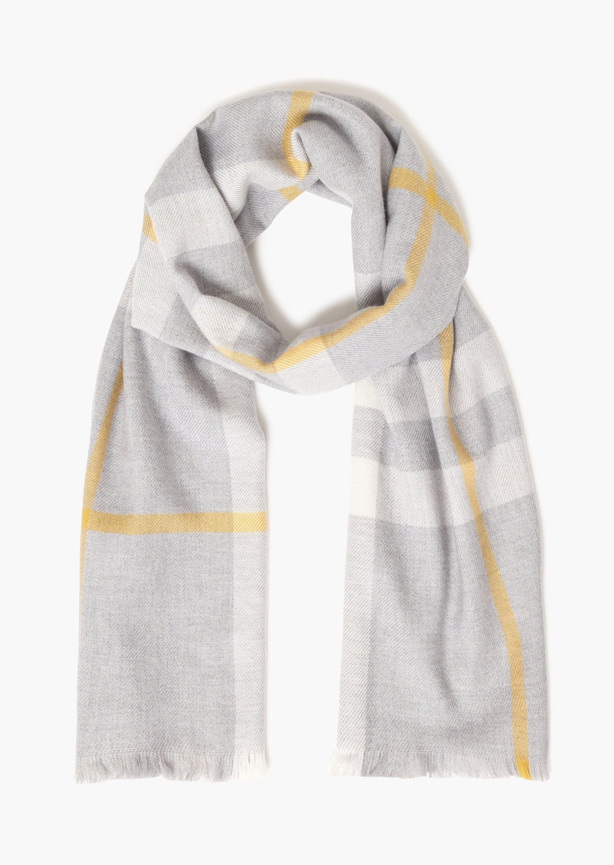 Foxford Grey and Gold Extra Fine Merino Giant Scarf