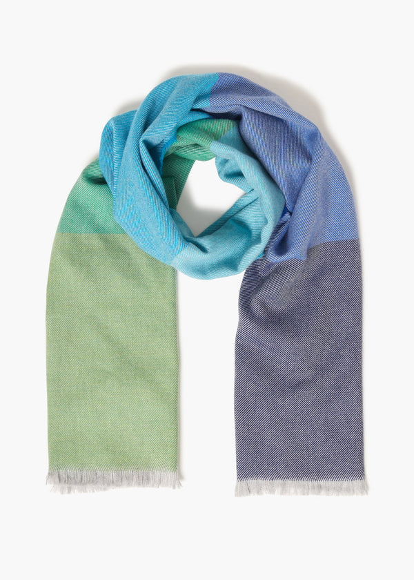 Foxford Giant Merino Scarf | Green & Blue