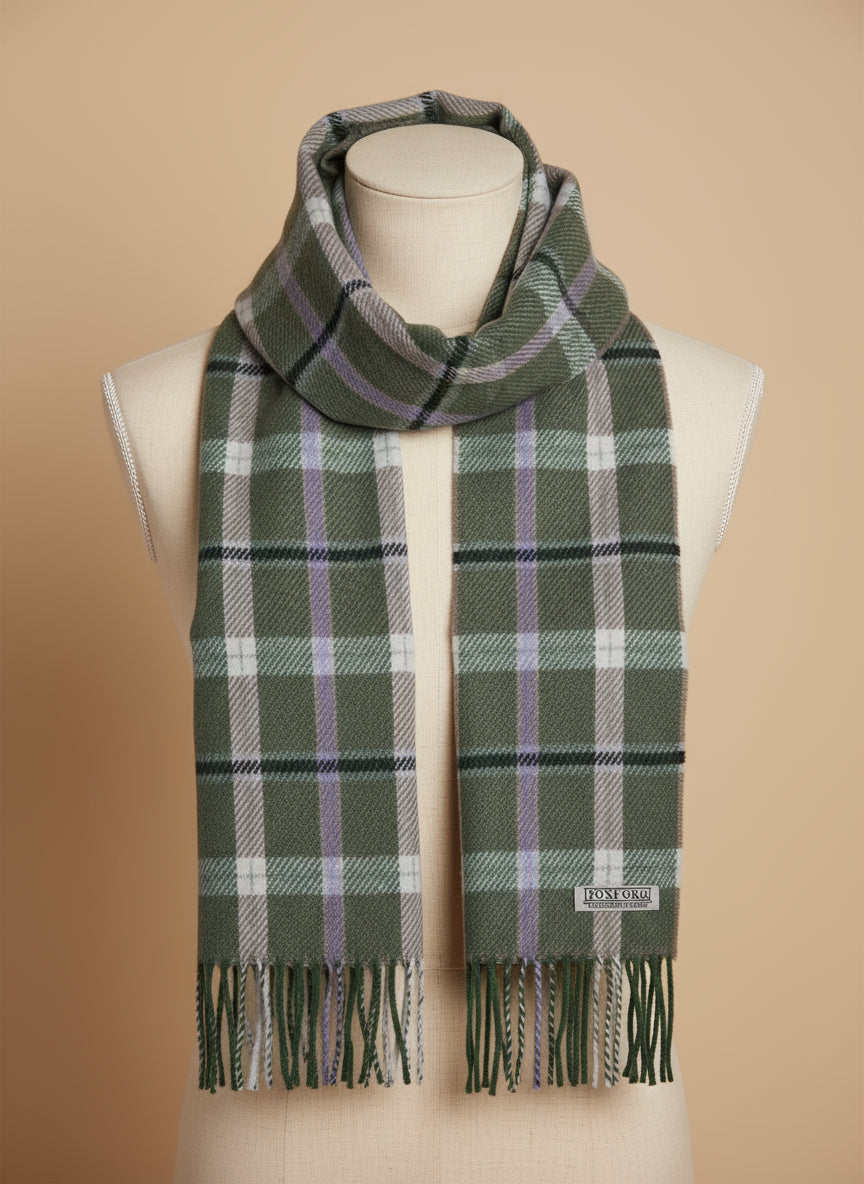 Foxford Lambswool Scarf | Green Mink