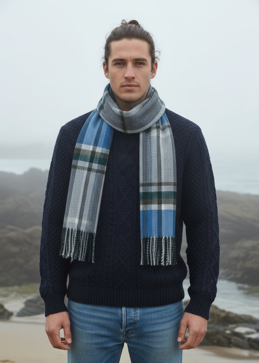 Foxford Lambswool Scarf | Blue Grey