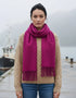 Foxford Lambswool Scarf | Magenta Pink Herringbone