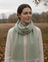 Foxford Lambswool Scarf | Silver Lime Green Herringbone