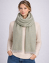 Foxford Lambswool Scarf | Silver Lime Green Herringbone