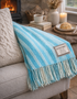 Foxford Merino Wool Throw | Aqua Stripe | Clearance