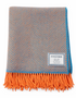 Foxford Merino Wool Throw | Coral/Kingfisher | Clearance