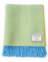 Foxford Merino Wool Throw | Mayo Blue/Citrus | Clearance