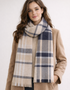 Foxford Navy Camel Extra Fine Merino Scarf