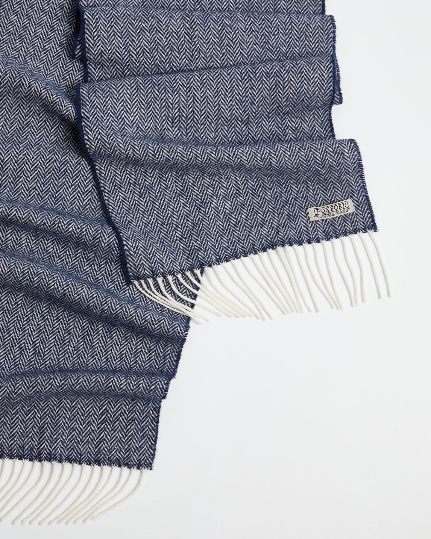 Foxford Navy Herringbone Scarf