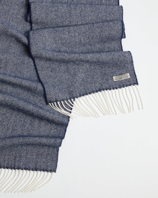 Foxford Navy Herringbone Scarf
