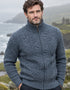 Gilet zippé en laine mérinos pour homme style Aran | Ardoise