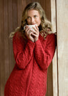 Aran Hooded Cardigan | Cherry