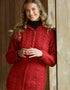 Aran Galway Cardigan With Celtic Knot Zipper | Red