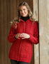 Aran Galway Cardigan With Celtic Knot Zipper | Red