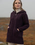 Aran Hooded Cardigan With Celtic Knot Zipper | Plum