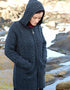 Aran Hooded Cardigan with Celtic Knot Zipper | Charcoal Grey Merino Wool