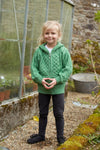 Kids Hooded Aran Zip Cardigan | Green