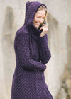 Aran Crafts Heart Design Hooded Coat | Plum