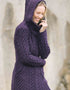 Aran Crafts Heart Design Hooded Coat | Plum