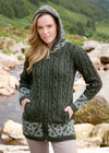 Celtic Jacquard Hooded Aran Cardigan