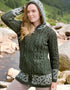 Celtic Jacquard Hooded Aran Cardigan | Green