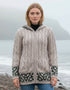 Celtic Jacquard Hooded Aran Cardigan | Oatmeal