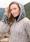Celtic Jacquard Hooded Aran Cardigan