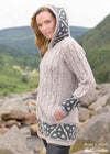 Celtic Jacquard Hooded Aran Cardigan
