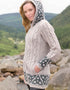 Celtic Jacquard Hooded Aran Cardigan | Oatmeal
