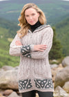 Celtic Jacquard Hooded Aran Cardigan