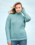 Women's Irish Hearts High Neck Sweater – Mermaid | 100% Merino Wool