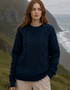 Heavy Weight Aran Fisherman Sweater | Navy/Green Mix