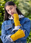 Aran Cable Handwarmers - Mustard