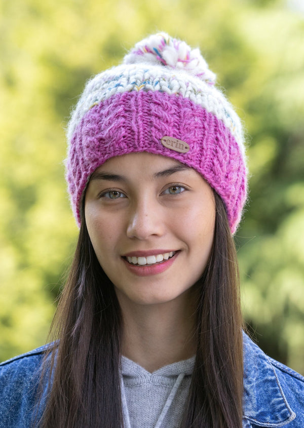 Wool Bobble Flecked Pink Hat