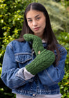 Aran Cable Mittens - Green