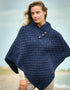 Aran Crafts Ink Blue Wool Poncho