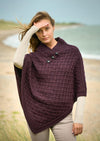 Aran Crafts Plum Wool Poncho