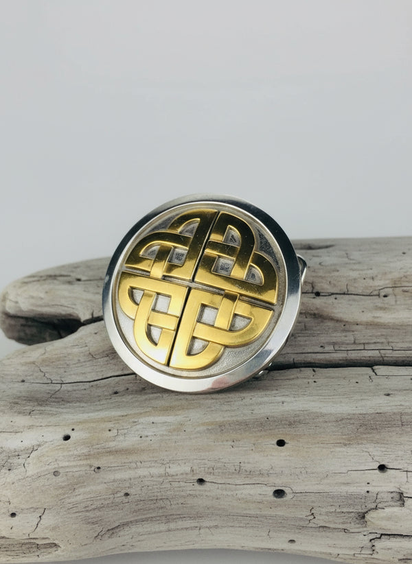 Lee River Celtic Knot Two Tone Belt Buckle 580