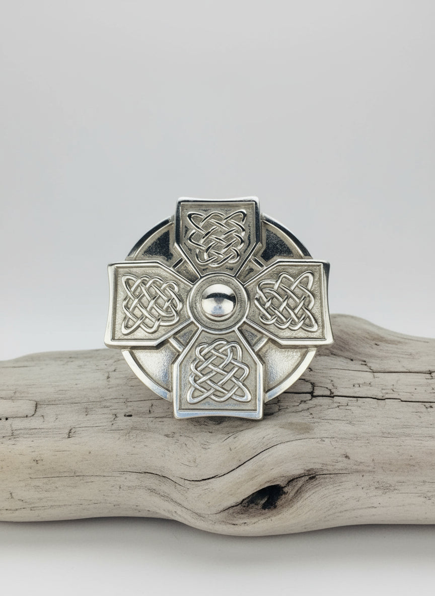 Lee River Celtic Cross Silver Belt Buckle 370