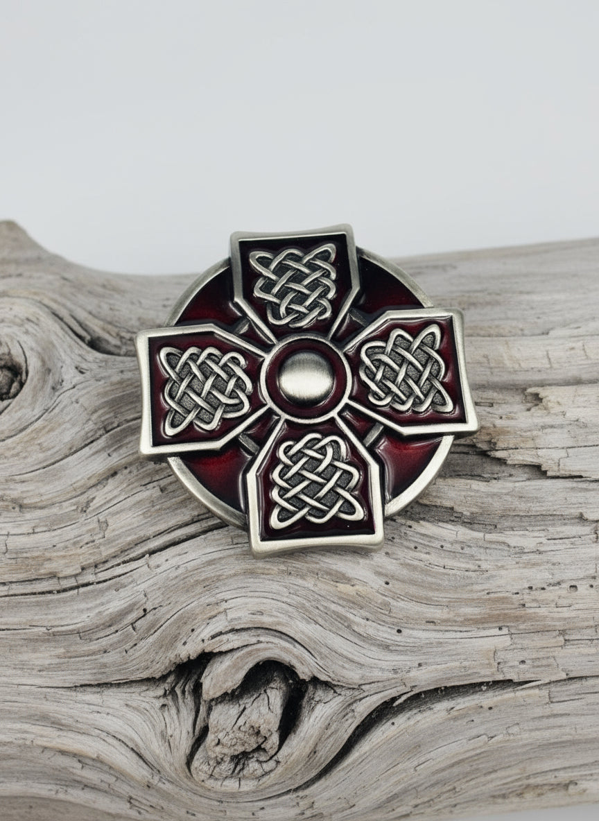 Lee River Celtic Cross Red Belt Buckle 670