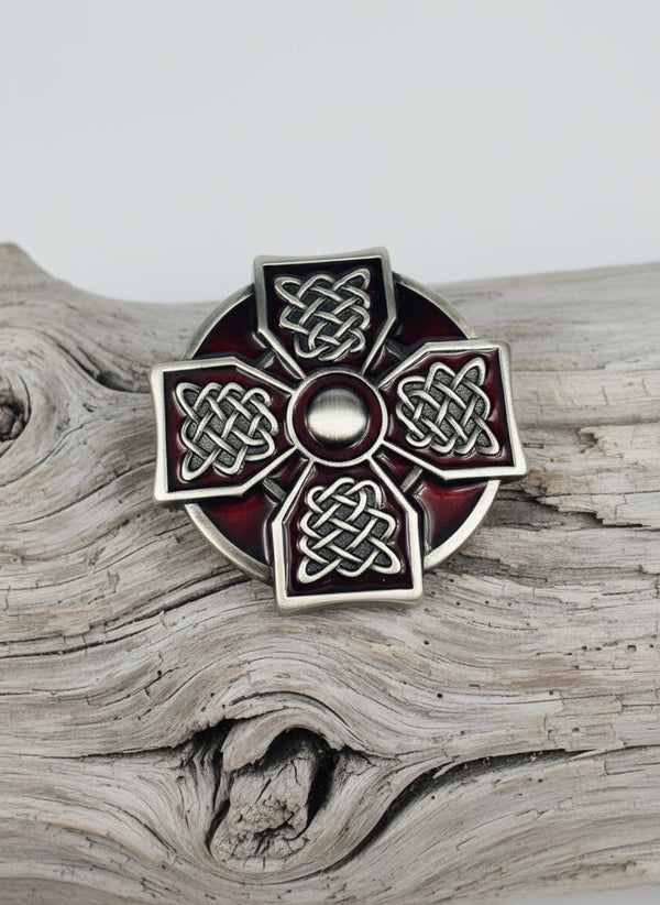Lee River Celtic Cross Red Belt Buckle 670